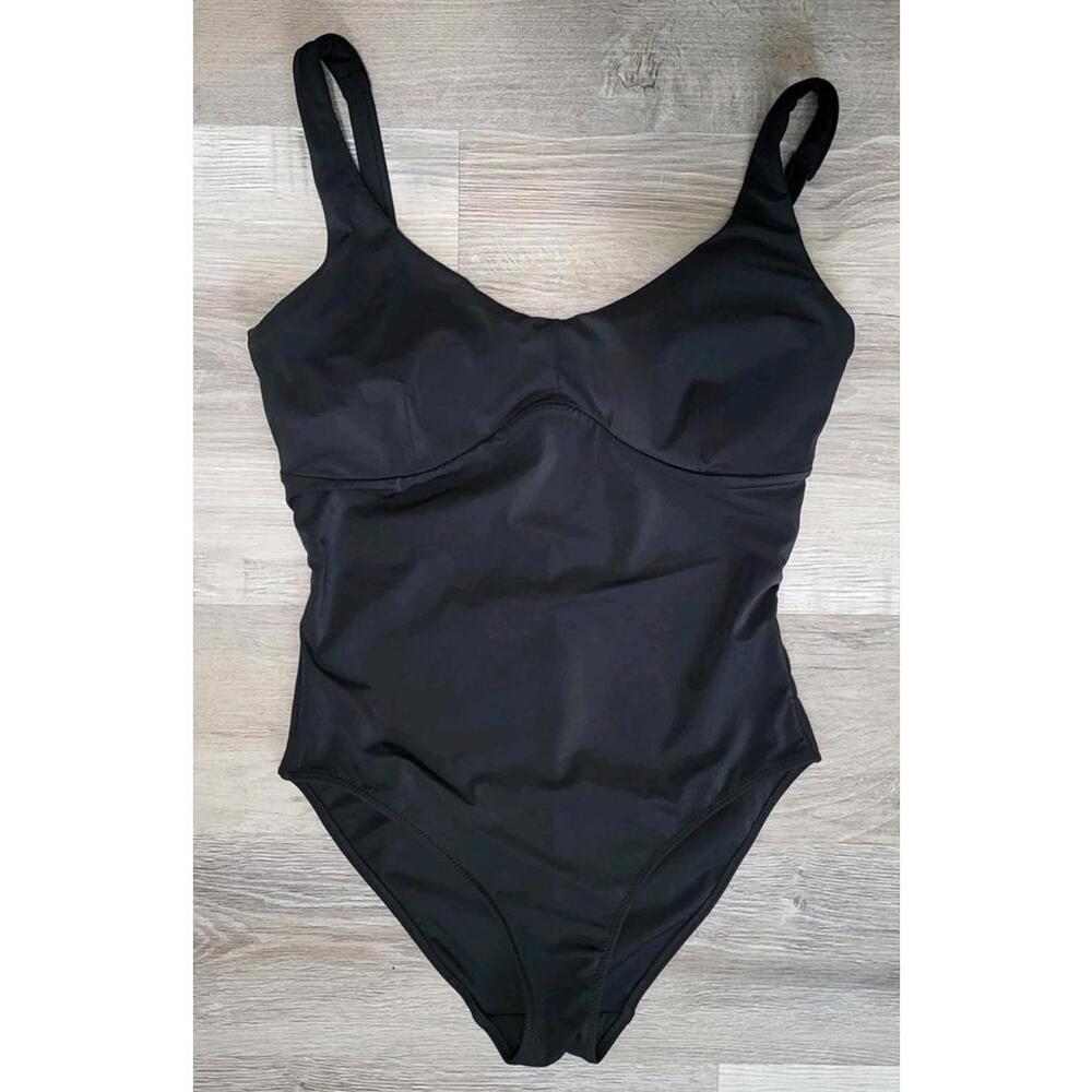 Yitty Swimsuit Medium Fabletics Black Shaping One Piece Bathing Suit